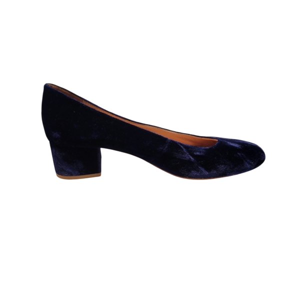 Madewell Ella Royal Blue Velvet Block Heel Pumps - Picture 9 of 13